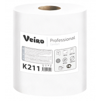 Бумажные полотенца в рулонах Veiro Professional Comfort белые однослойные 6 рулонов по 120 метров K211